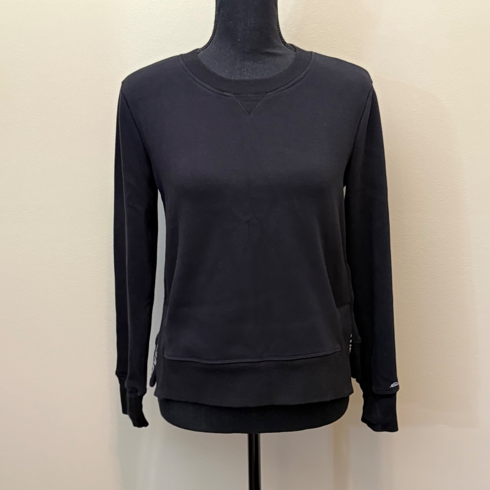 Eddie Bauer Kid Girls L 14 Black Adventure Crew Sweatshirt Thumbhole Cuff Active